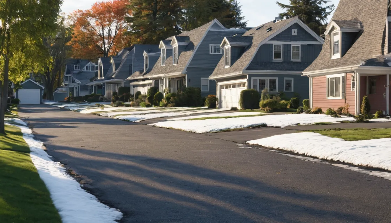 A neighborhood street in Princeton with homes and garage doors